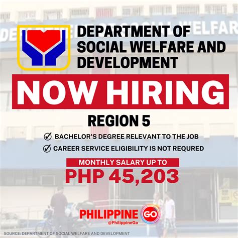 www.dswd.gov.ph job hiring region 5|DSWD Region 5 Hiring: Job Openings until July 4, 2022.